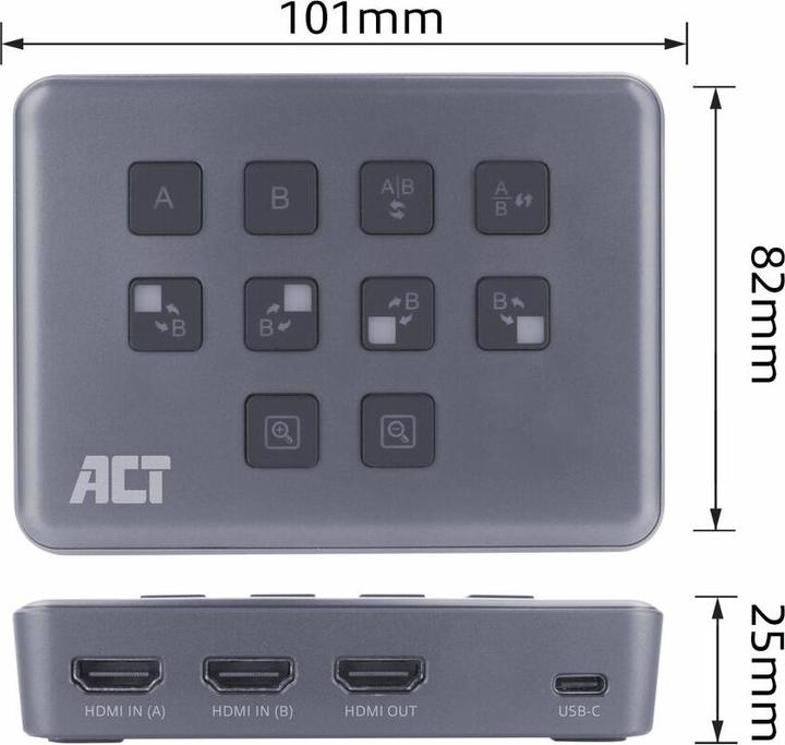 Produktbild ACT Dual HDMI input USB-C Video Switcher for capturing and live streaming