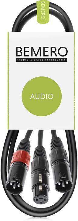 Image du produit Bemero BAC4043-75BK Câble adaptateur en Y 1x XLRf - 2x XLRm 0.75m noir (0.75 m, Câbles XLR)