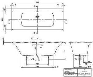 Productafbeelding Villeroy & Boch V&B inbouwbad SUBWAY 3.0 DUO met SilentFlow, R-hoek1800x800mm wit (180 cm, 80 cm)