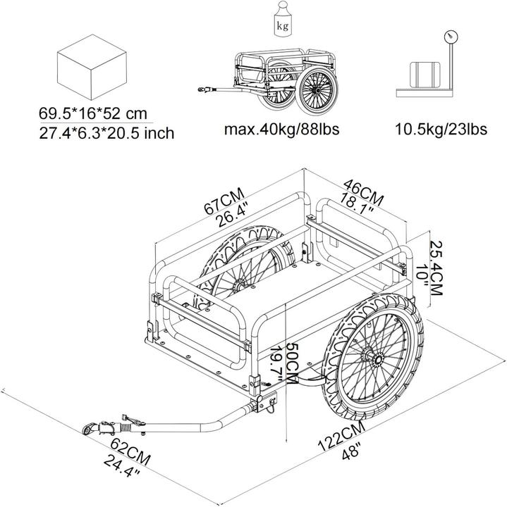 Produktbild Tiggo Klappbarer Fahrrad-Lastenanhänger