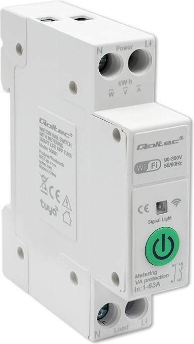 Produktbild Qoltec WLAN-Relais für Hutschiene mit Stromzähler 63A