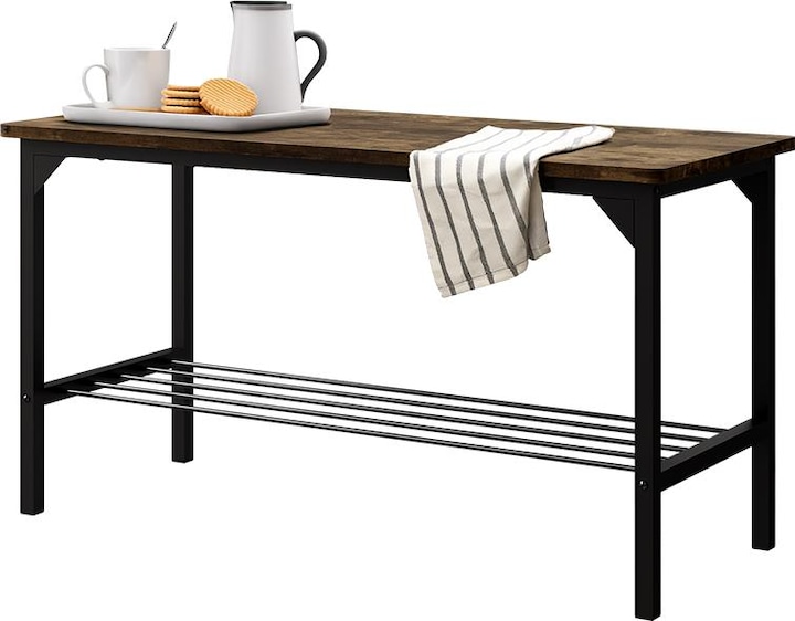 Produktbild Vicco Sitzbank Fyrk, Schwarz/Eiche rustikal, 85 x 36 cm (36 cm)