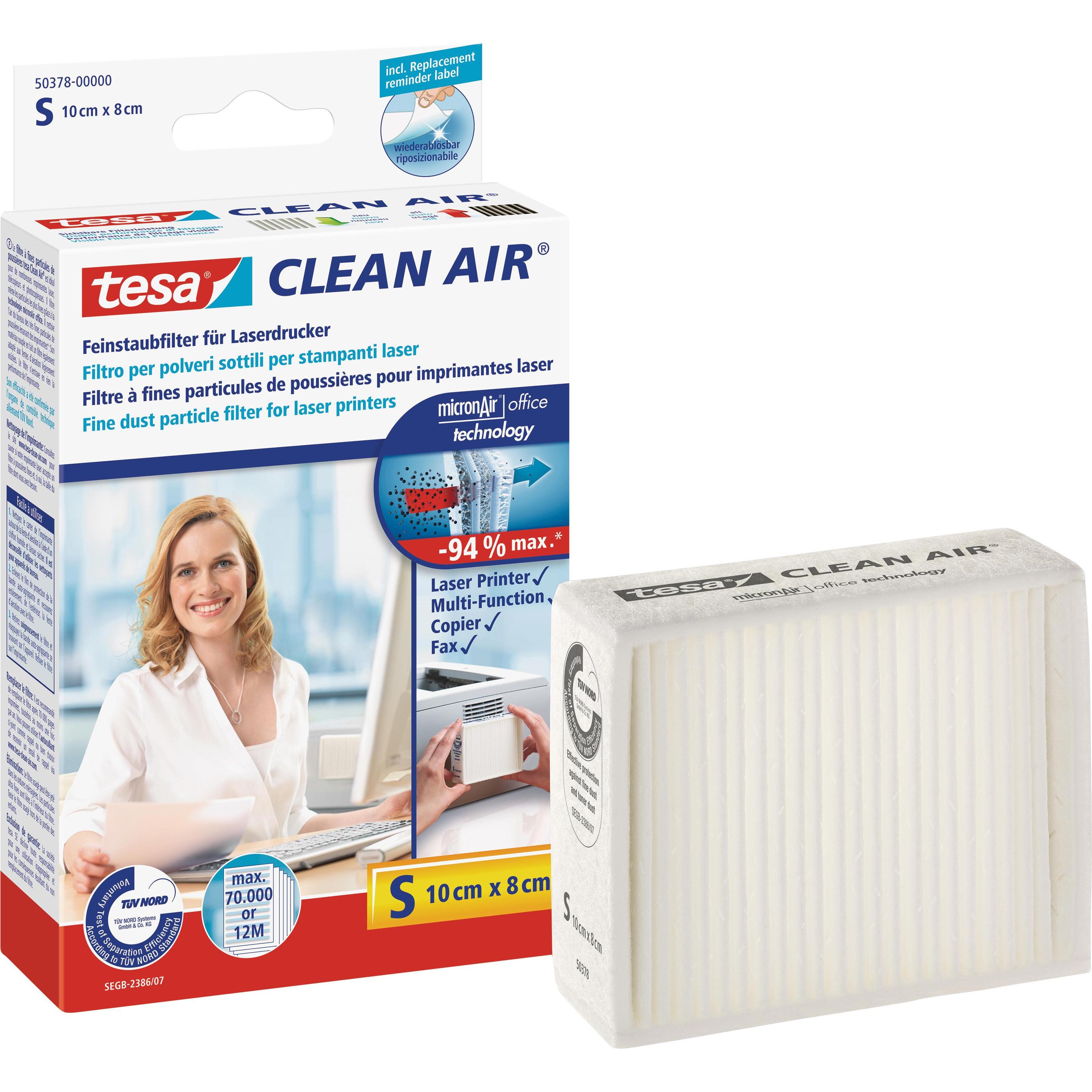 tesa CLEAN AIR Feinstaubfilter S für Laserdrucker, Drucker Zubehör