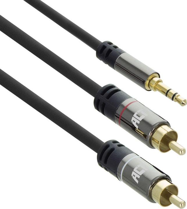 Actual product image ACT 1.5 meter High Quality audio connection cable 1x 3.5mm stereo jack male - 2x RCA male (1.50 m, 3.5mm jack (AUX))