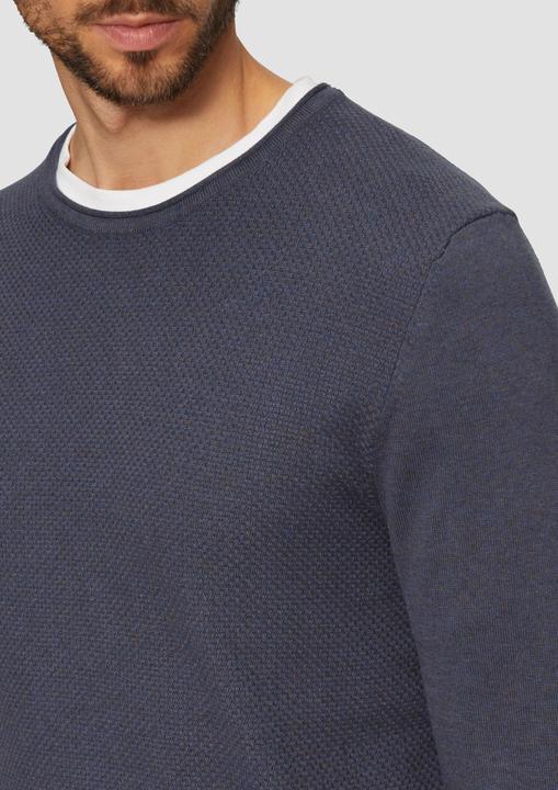 Produktbild S.Oliver Strickpullover Strickpullover mit Strukturmix und Logo-Patch (XL)