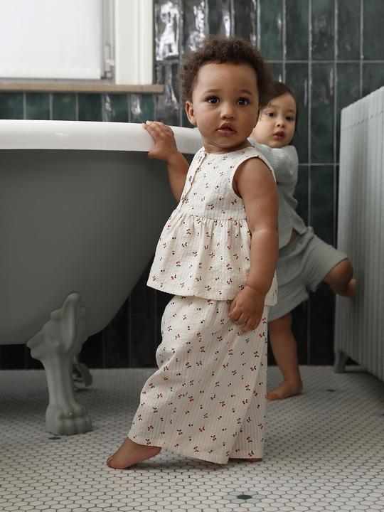 Produktbild Vertbaudet Baby-Set aus Ã¤rmelloser Bluse und weiter Hose mit Kirschen-Motive (62)