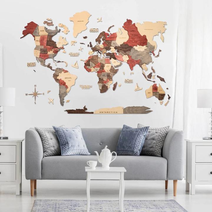 Image du produit Enjoy The Wood Carte du monde 3D en bois - Décoration murale - Fusion / L (90 x 150 cm) (90 x 150 cm)