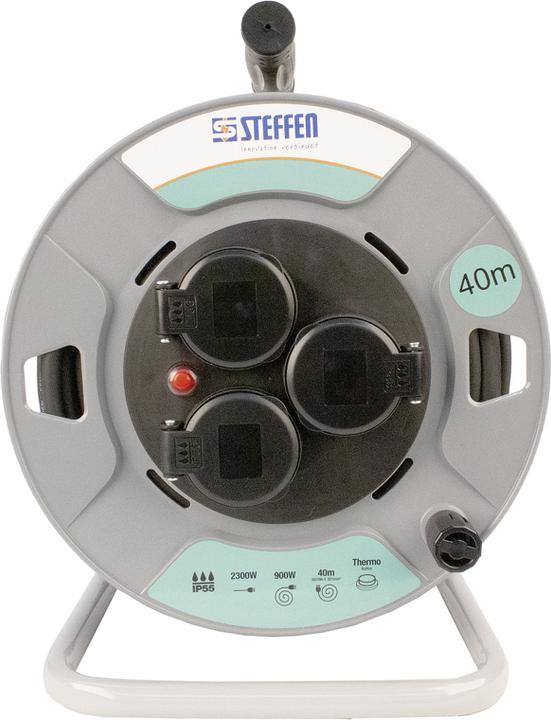 Image du produit Steffen Kunststoff Kabelrolle 3xT13 IP55 Td 3x1mm² 40m grau/schwarz (40 m, 1 mm²² mm)