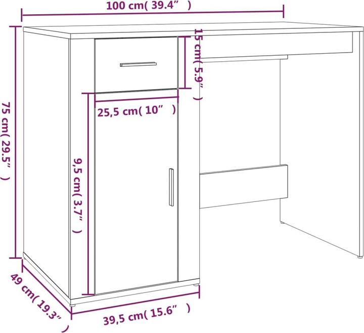 Immagine prodotto VidaXL Scrivania (100 x 49 x 75 cm)