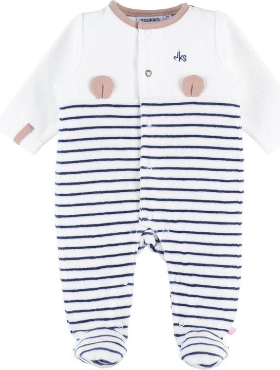 Immagine prodotto Noukies Tutina in velluto a righe con orecchie d'orso ecrù/navy taglia 74 (74)