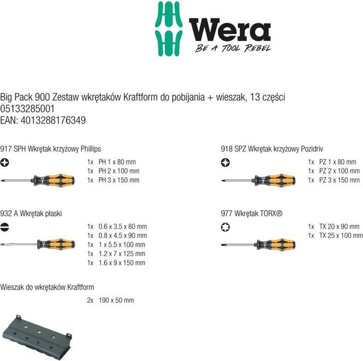 Produktbild Wera Kraftform Big Pack 900 (TX)