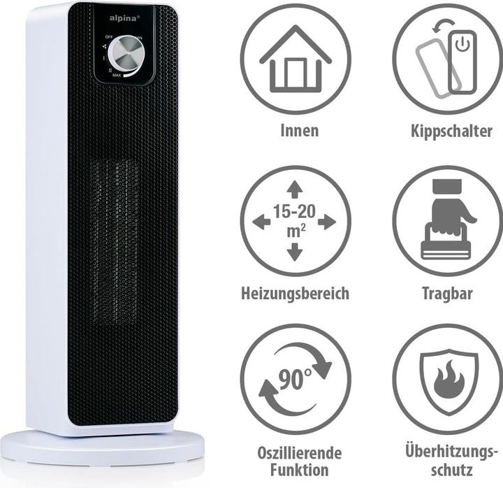 Image du produit alpina Appareil de chauffage à tour PTC-2702, 800/2000 W (2000 W)
