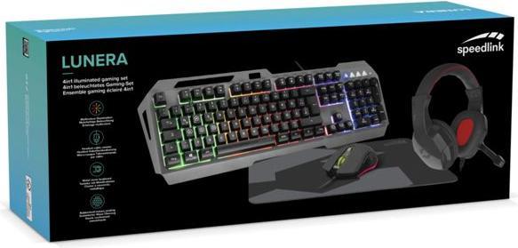 Actual product image Speedlink LUNERA Wired, USB Gaming Keyboard, Mouse Set Illuminated, Multimedia Keys German, QWERTY, Wi (DE, Cable)