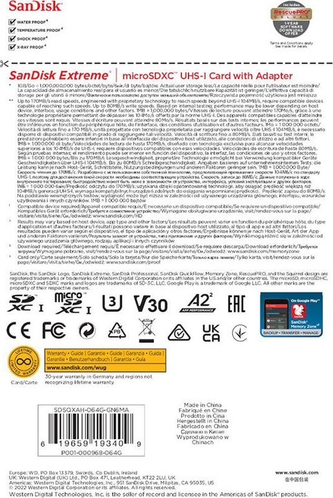 Productafbeelding SanDisk Extreme UHS-I V30 (64 GB, microSDXC, U3, UHS-I)
