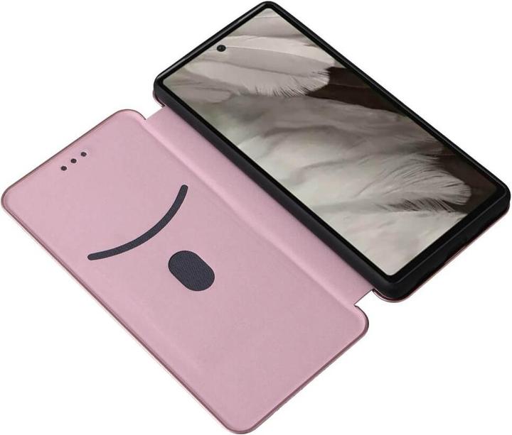 Produktbild Cover-Discount Google Pixel 7a - Carbon Look Flip Case rosa (Google Pixel 7a)