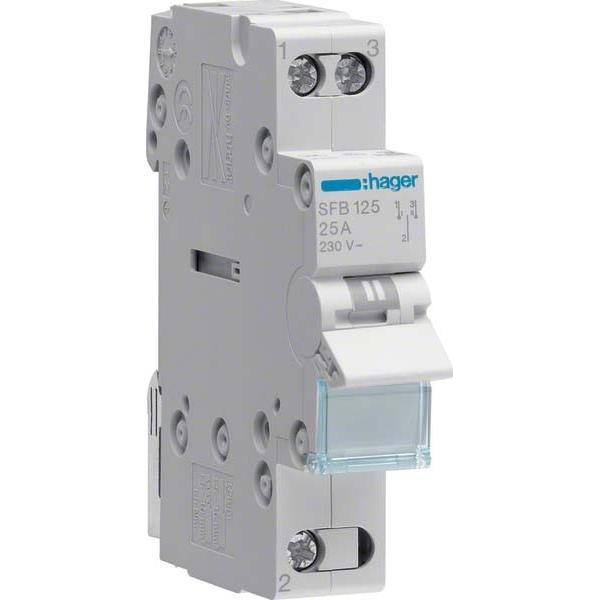 Hager HAG SFL125 Wechselschalter 1P 25A Fusskontakt unten, Elektronikzubehör + Gehäuse