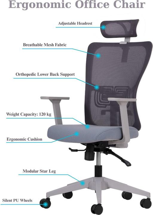 Actual product image Kalune Design Lumbar 126 Grey Office Chair Set 2 Pieces