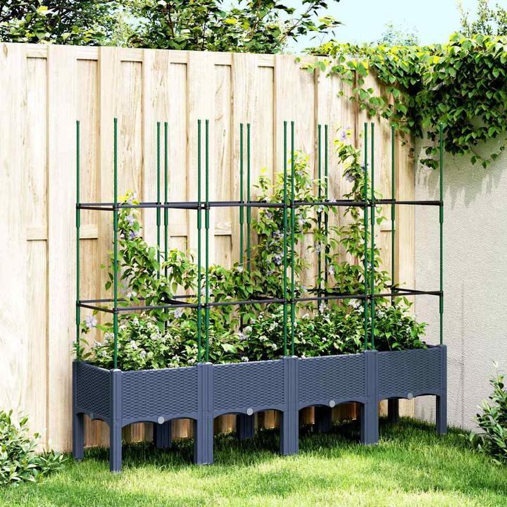 Image du produit vidaXL Bac à plantes avec treillis PP
