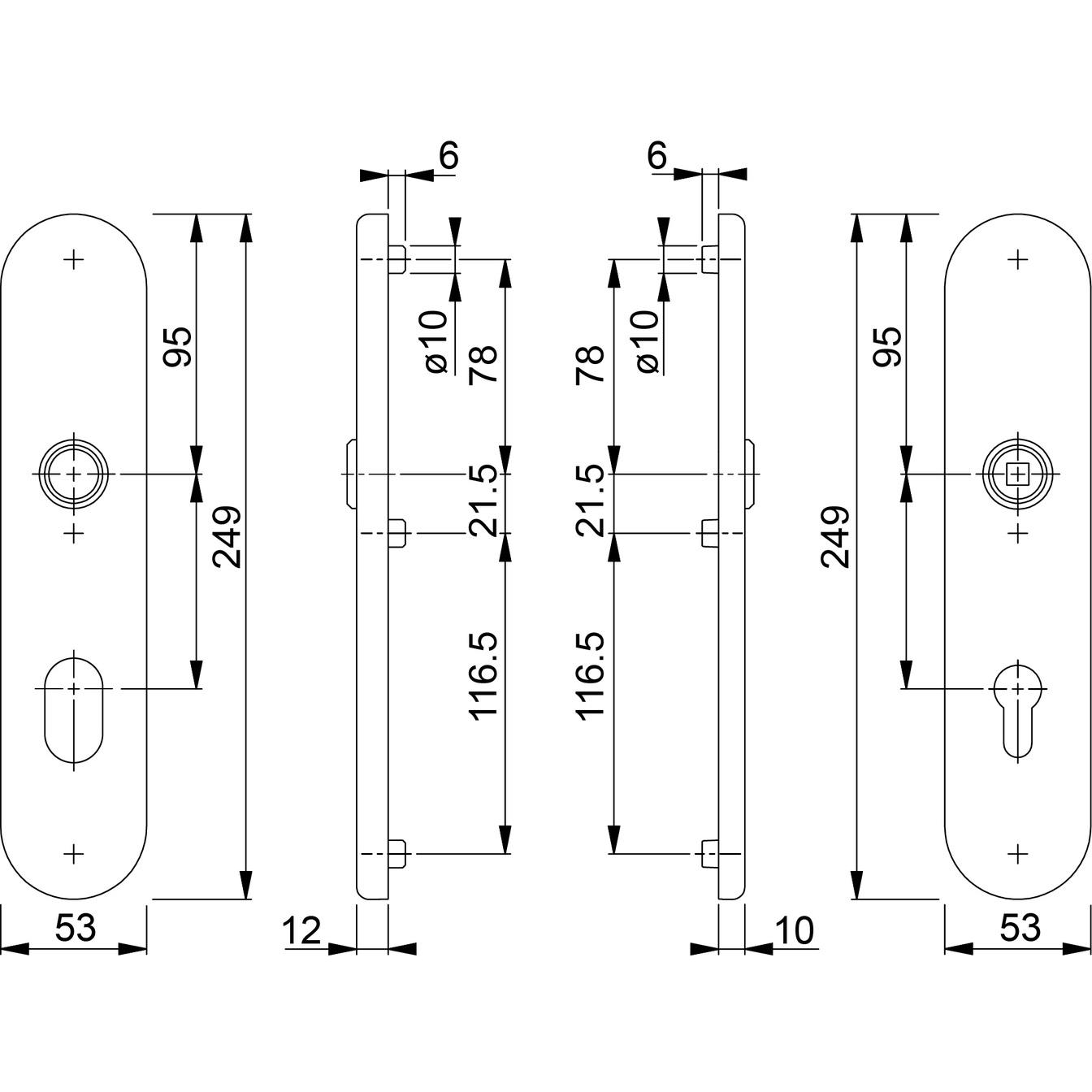 Thumbnail - Hoppe, Türgriff + Fenstergriff, Schutztürschilder mit Dichtungseinlagen E3331E-D/3310 (Türschild)