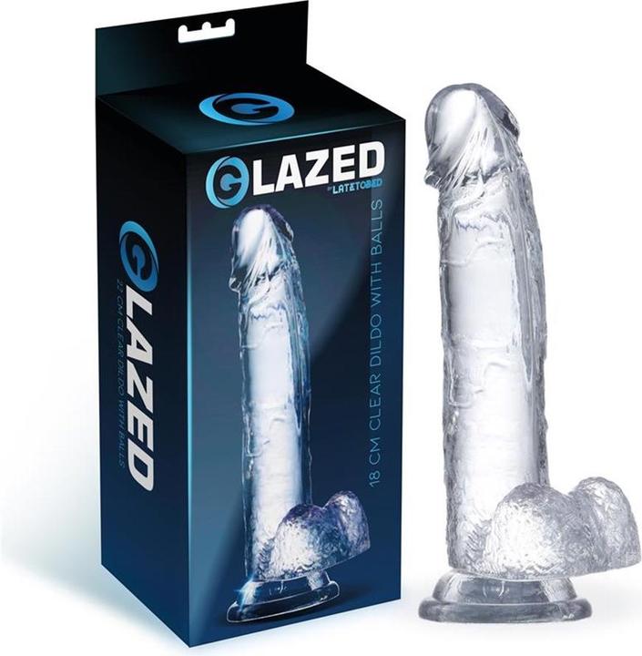 Actual product image Glazed Realistic Dildo with Testicles
