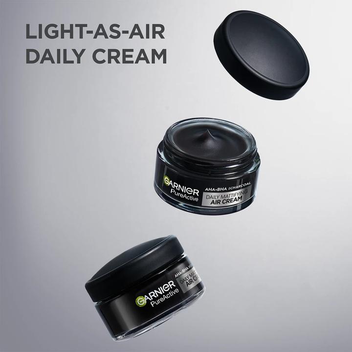 Actual product image Garnier Pure Active AHA + BHA Charcoal Daily Mattifying Air Cream (50 ml, Day cream)