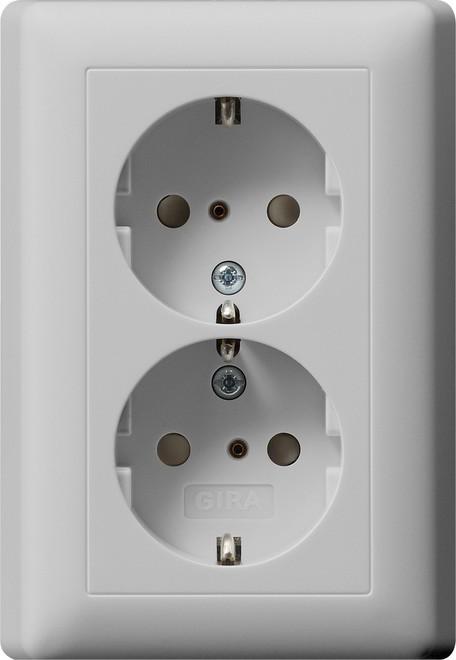 Produktbild Gira SCHUKO 2f SH + Vollpl. System 55 Grau m 0783015