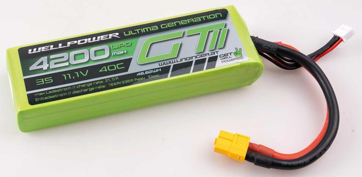 Actual product image Wellpower LIPO AKKU ULTIMA GT II 4200 MAH / 11,1 Volt 3S 40/80C CH5/8 XT-60 (11.10 V, 4200 mAh)