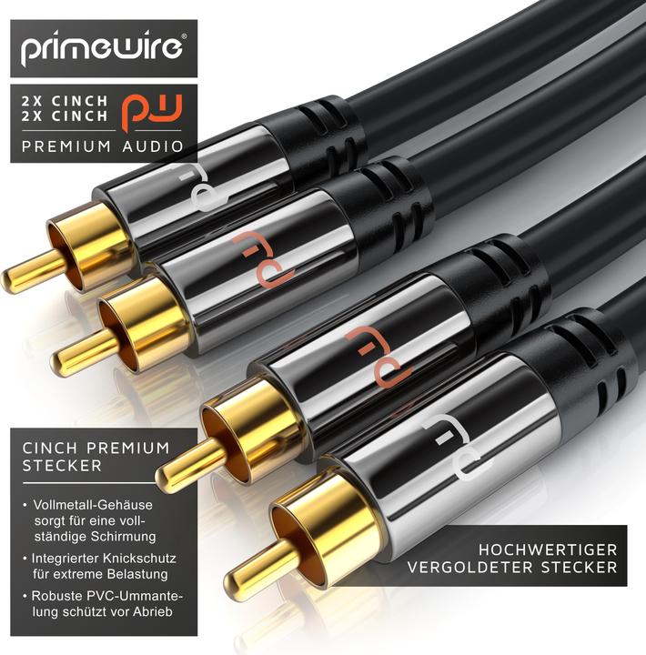 Actual product image Primewire Stereo Cinch Audio Cable, RCA, HiFi Audio Cable multiple shielded, 2x Cinch to 2x Cinch (0.50 m, Cinch)