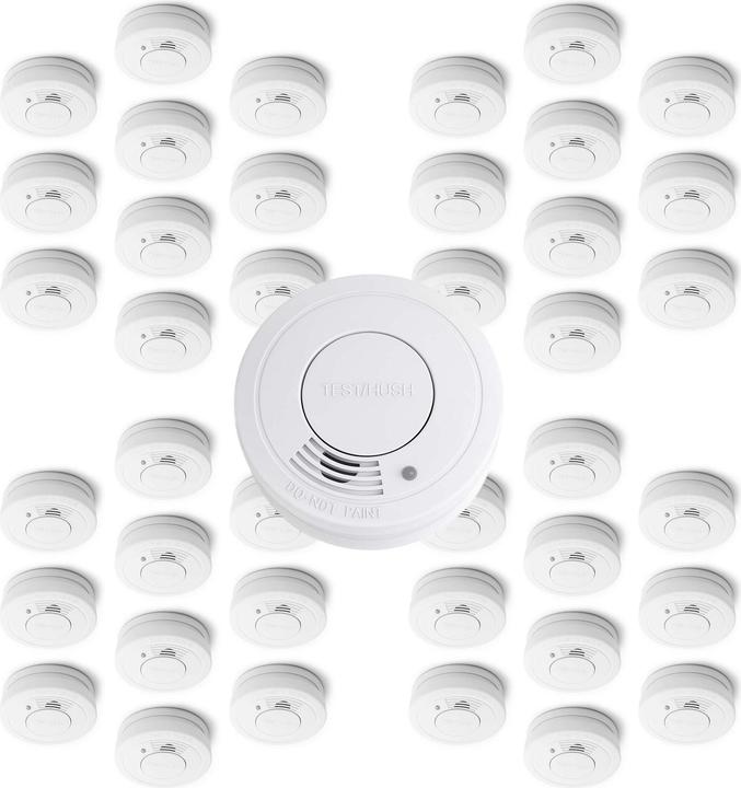 Produktbild Wiltec 40x Rauchmelder 3-V-Batterie Feuermelder HUSH-Funktion Brandschutzmelder