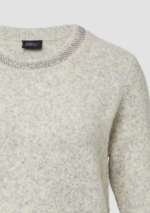 Produktbild s.Oliver Strickpullover Softer Kurzarm-Pullover aus Wollmix mit Schmuck-Detail (36)