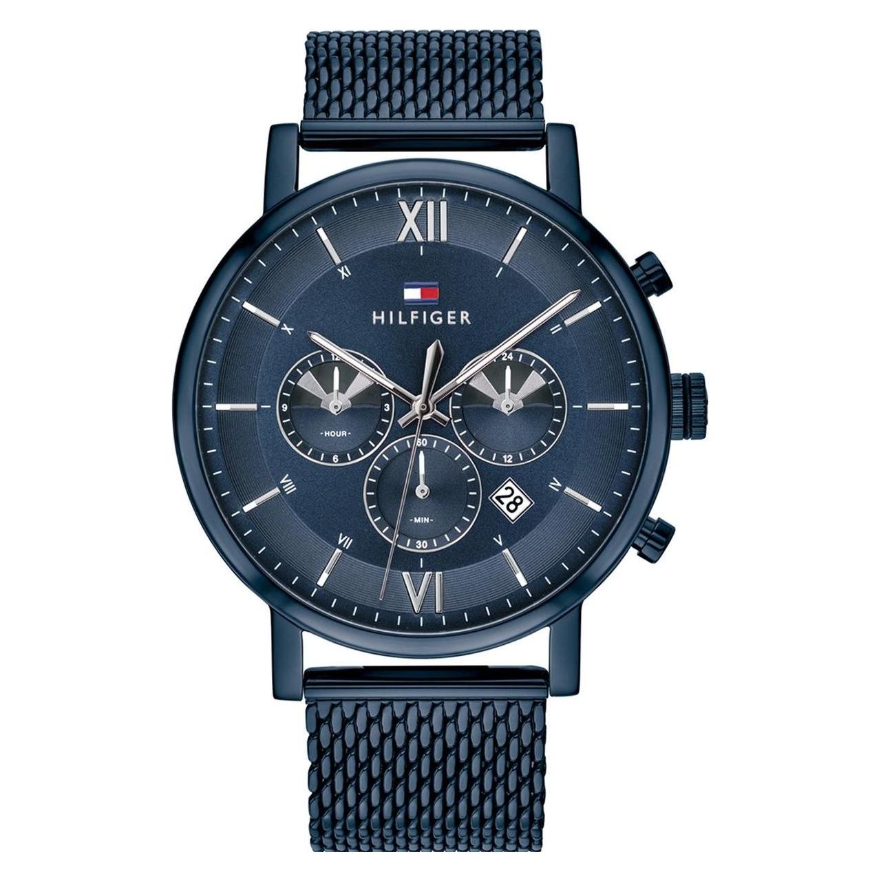 Tommy Hilfiger, Armbanduhr, Evan, Blau, (Analoguhr, Chronograph, 44 mm)