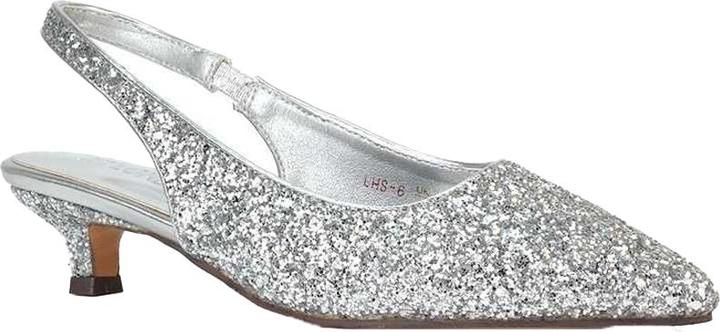XY London Womens/Ladies Gerri Glitter Sling Back Kitten Heel Court Pumps