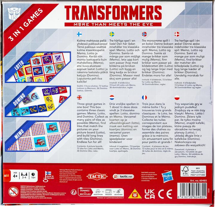 Actual product image Selecta Spielzeug Transformers 3in1 Memo Lotto Domino (German, French, Norwegian, Polish, Finnish, Danish, Swedish, English)