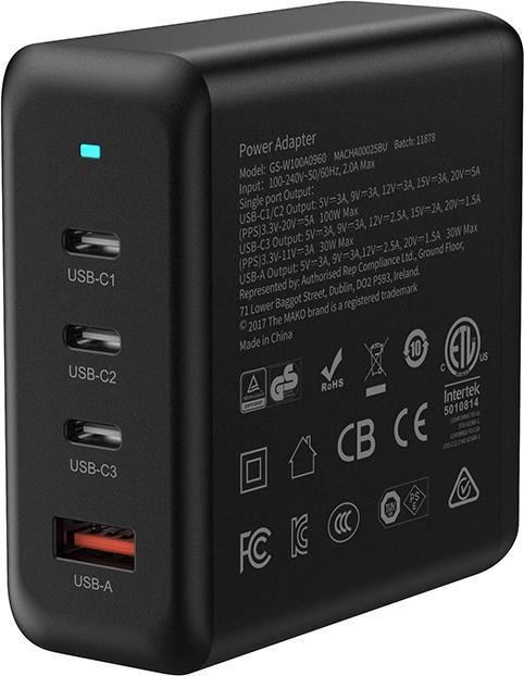 Produktbild Mako GaN2 EU Mains Charger USB-C/C/A (100 W)
