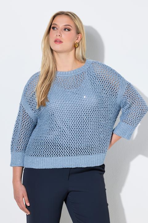 Produktbild Ulla Popken Pullover, Pailletten, Oversized, Rundhals, 3/4-Arm (54)