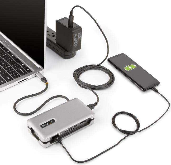 Actual product image StarTech com DKT31CVHPD3, Kabelgebunden, USB 3.2 Gen 2 (3.1 Gen 2) Type-C, 100 W, 2.0b, 10,100,1000 (USB-C, 3 Ports)