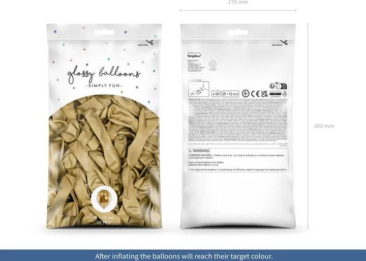 Produktbild Partydeco Luftballon Glossy Gold, Ø 12 cm, 50 Stück (50 x)