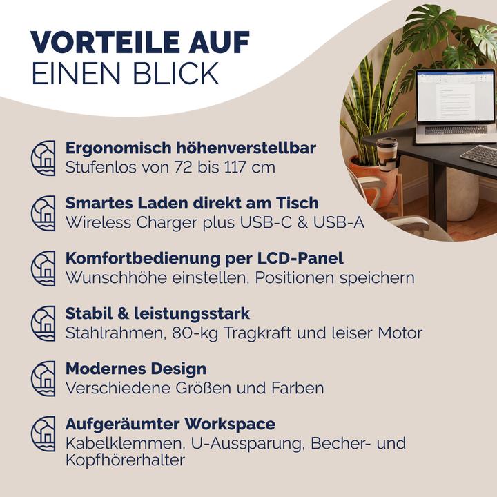 Actual product image Casaria Height adjustable desk (160 x 75 cm)