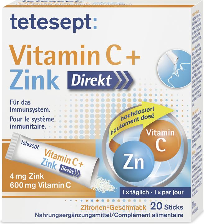 Produktbild Tetesept Vitamin C + Zink (20 Stück, Pulver, Beutel, Sachet, 77.50 g)