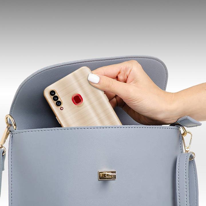 Actual product image Cadorabo Case for Samsung Galaxy A20s in TPU Brushed Camera Protector LM160 Style (Samsung Galaxy A20s)