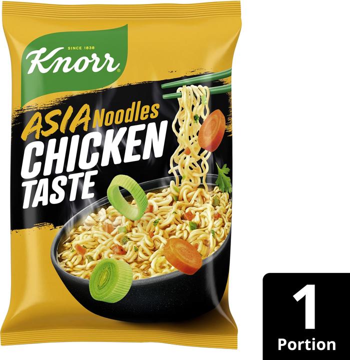 Image du produit Knorr Asia Noodles Chicken sachet, Nouilles asiatiques au poulet & aux légumes, prêtes en 3 minutes (70 g)