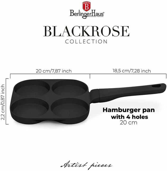 Produktbild BerlingerHaus Hamburgerpfanne Black Rose Collection (20 cm, Bratpfanne, Aluminiumguss)