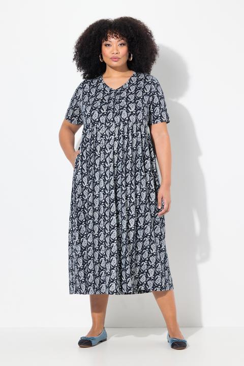 Produktbild Ulla Popken Maxikleid, A-Linie, V-Ausschnitt, Halbarm, Taschen (50, 52)