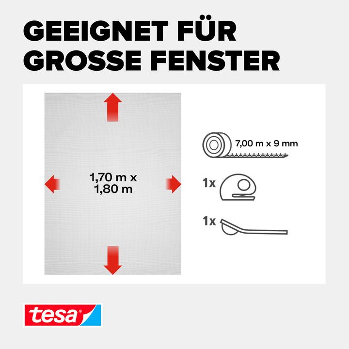 Actual product image tesa Insect screen COMFORT for windows, with Velcro tape, self-adhesive, without drilling (170 x 180 cm)
