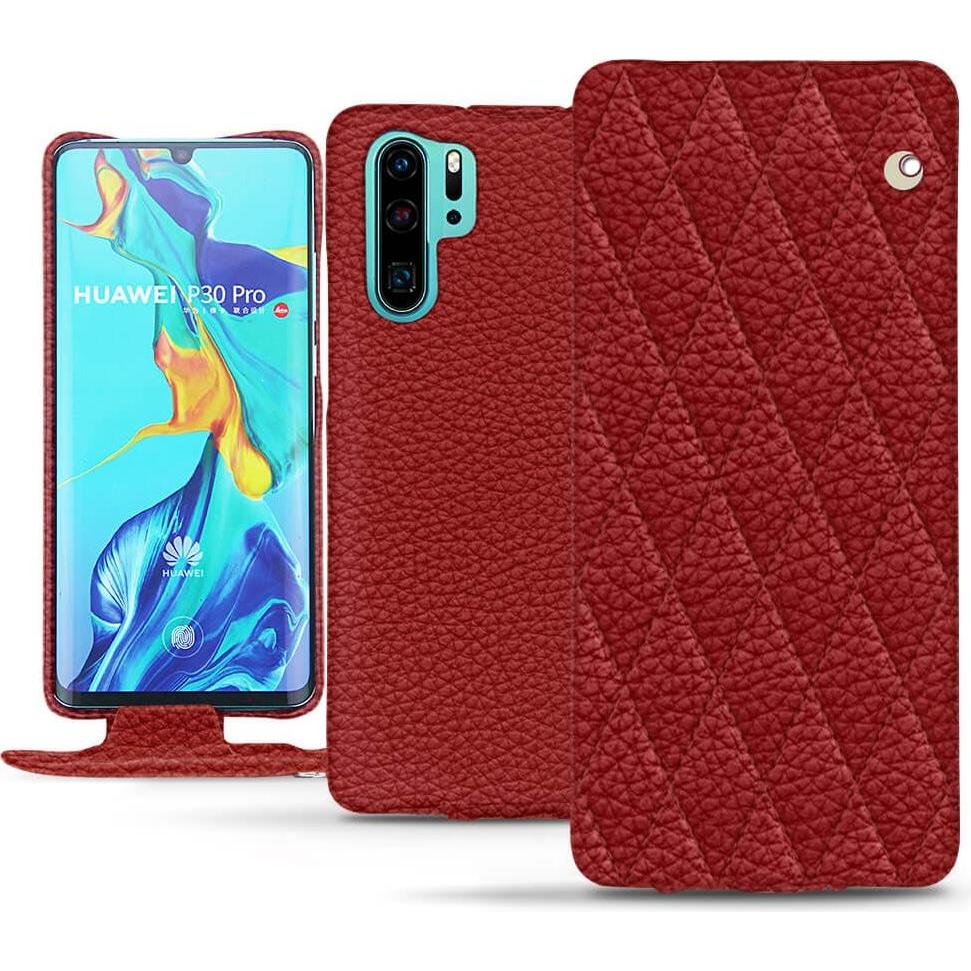 Noreve Lederschutzhülle vertikal (Huawei P30 Pro), Smartphone Hülle, Rot
