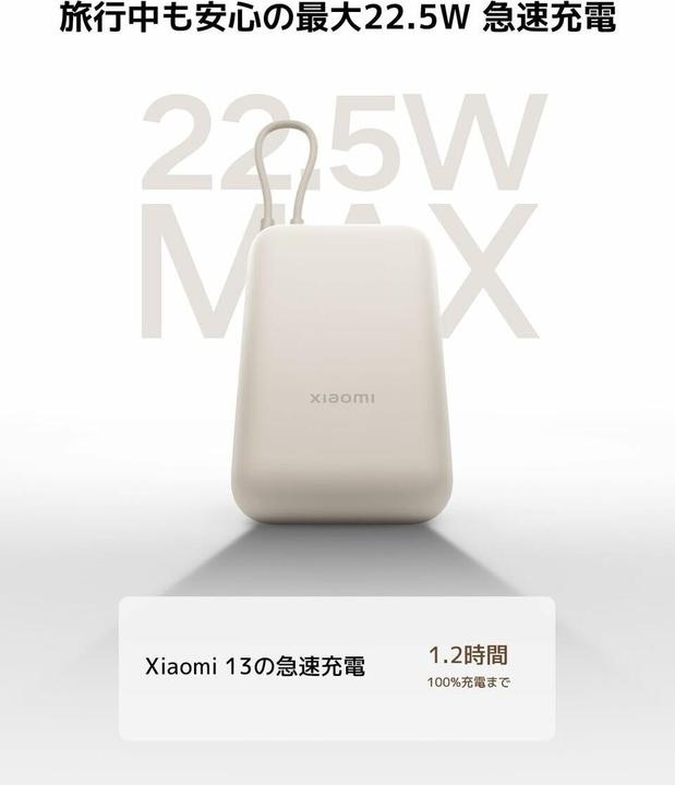Actual product image Xiaomi Power Bank 10000mAh (Integrated Cable) (10000 mAh, 22.50 W, 37 Wh)