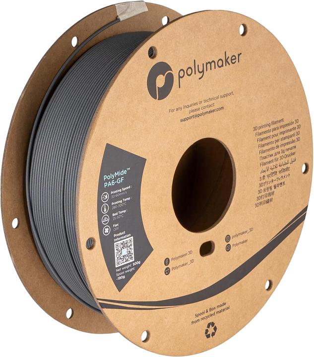 Produktbild Polymaker PolyMide PA6-GF Grey 1.75mm 500g (PA-GF, 1.75 mm, 500 g)