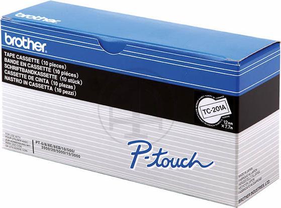 Actual product image Brother TC 201A Laminated tape (1.20 cm, Black, White)