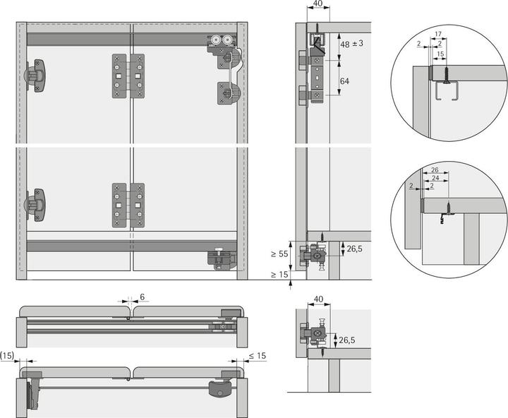 Produktbild Hettich Komplett-Garnitur Faltschiebetürbeschläge Wing Line 77, Forsli