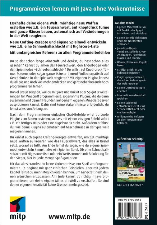 Immagine prodotto Let‘s Play.Programmieren lernen mit Java und Minecraft (Tedesco, Daniele Marrone, 2023)